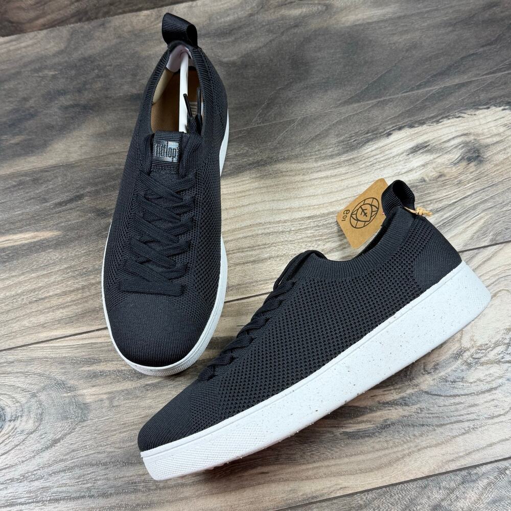 NIB FitFlop Rally E01 Multi Knit Trainers Sneakers 7 38 Black Poly/Nylon